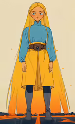 a cartoon character standing with her hands on her hips