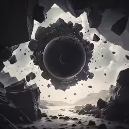 an image of some rocks near water