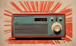 an old radio with a vintage look and red design