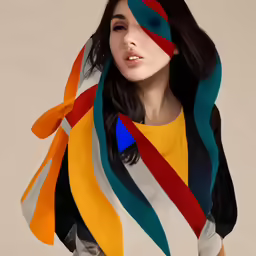 a woman wearing a colorful piece of cloth