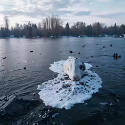 there is a polar bear that was on the ice