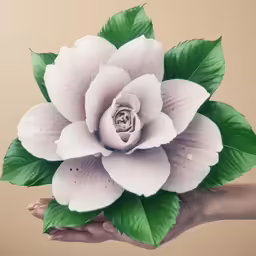 a painting of a single flower in someones hand