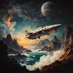 a poster featuring an airplane in the sky