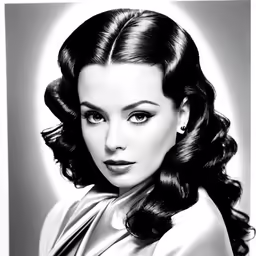 a black and white photo of a woman wearing an elegant outfit