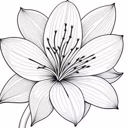the outline of a lily flower, which is very thin,the stylized flower that is in black and white