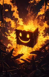 there is a fire with flames around it