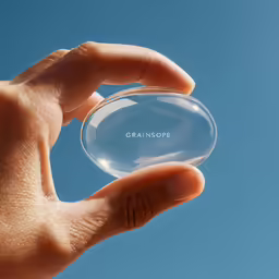 a person holding up a glass ball in their left hand