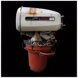 a skull head on top of a container with an electrical device