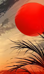 red balloon flying in the sky over grass