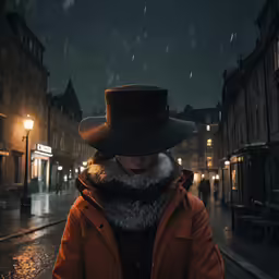 a man with a hat, coat and fur collar