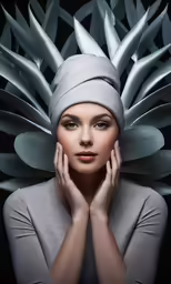 the woman with a silver hair tie has her hands on her face
