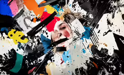 an abstract photo with black and white paint on it