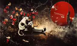 a robot is hovering off a large object