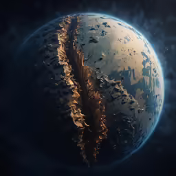 the earth from outer space with the water moving across