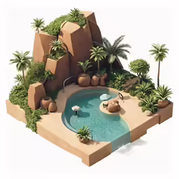 a house with landscaping around it, including pool, palm trees and other landscaping