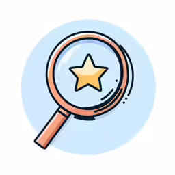 a star is shown in a magnifying glass