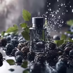 the electronic cigarette is surrounded by many blueberries