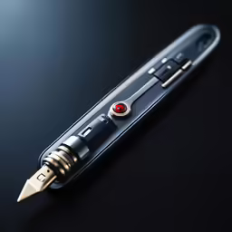 a fountain pen sitting on top of a black surface
