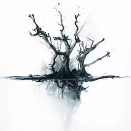 a single branch in a white water scene