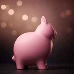a little pig sitting on top of a table
