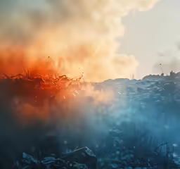 the fire is glowing brightly in a cloudy sky