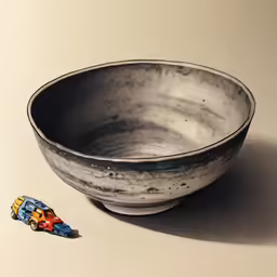 a close up of a bowl on a table