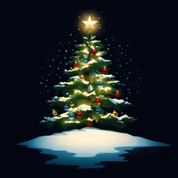 christmas tree lit up in the night