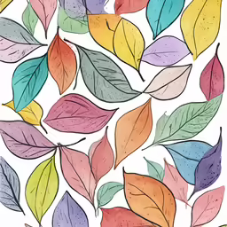 a drawing of various leaves in a circle