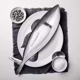 a fish on a plate with some spices