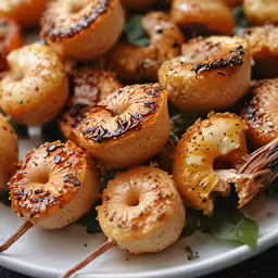 a close up of some food on a white plate