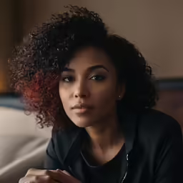 a black woman sits and looks down