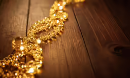 there is a gold colored chain on the floor