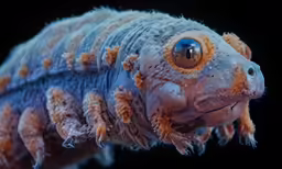 closeup of a furry looking creature on black