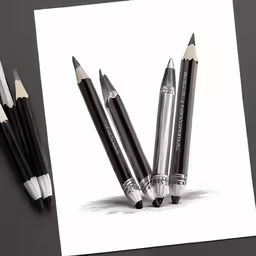 some pens are sitting on top of a white sheet