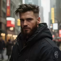 there is a man standing on the street looking into the camera