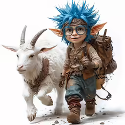 a statue of a boy and a goat on display