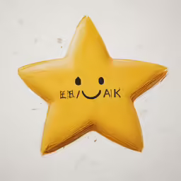 a yellow star with an asian word written on the inside of it