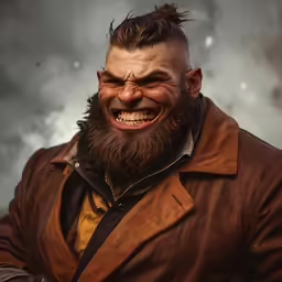 a character with an evil grin is standing in the clouds