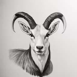 a goat is drawn in pencil on the paper
