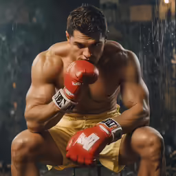 a man in a yellow shirt and boxing gloves