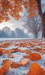 fall leaves lie on the ground and lay across