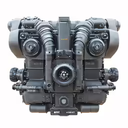a gray and black robot machine on a white surface