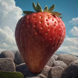 there is a strawberry with many small holes in the bottom