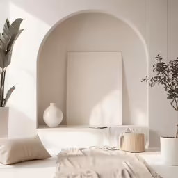 a photo taken through a window, a photo of a picture with a vase and some plants