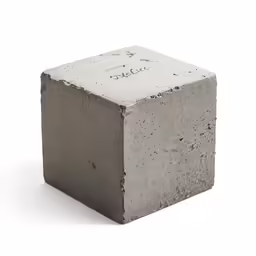 this concrete cube is small and has the letters b o g