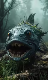 an angry monster creature with open mouth