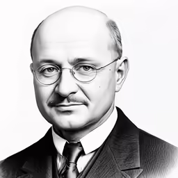 an older man in glasses and a suit poses for a portrait