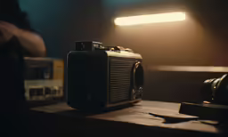 there is a small radio on top of the table