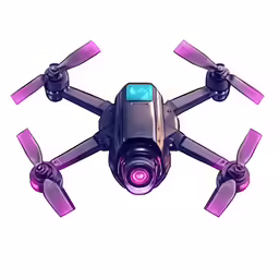 a purple and black flying model with propellers