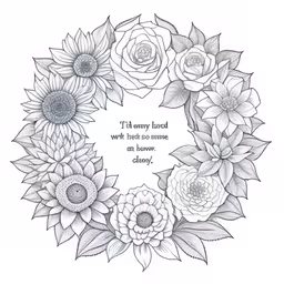a circle with flowers in it and a quote,a drawing of flowers with the words trust each one